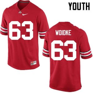 NCAA Ohio State Buckeyes Youth #63 Kevin Woidke Red Nike Football College Jersey YQB8745TD